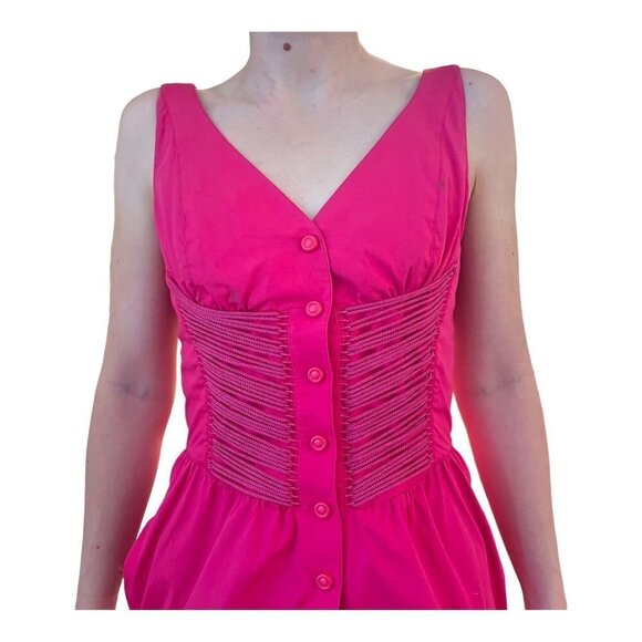 Thierry Muglar Paris France Corset Tank Dress Fuschia Pink Size 38 / SMALL Retro - Picture 4 of 11